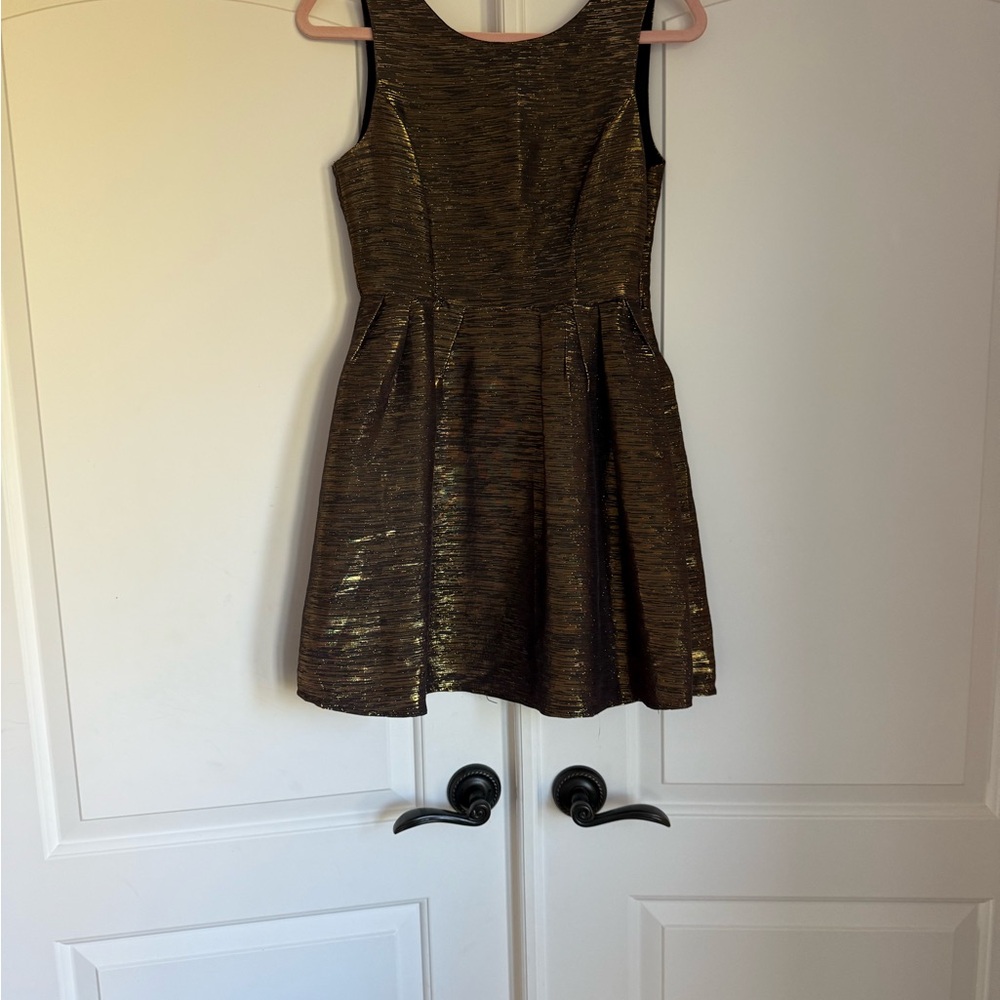 She + Sky Metallic Gold Mini Dress